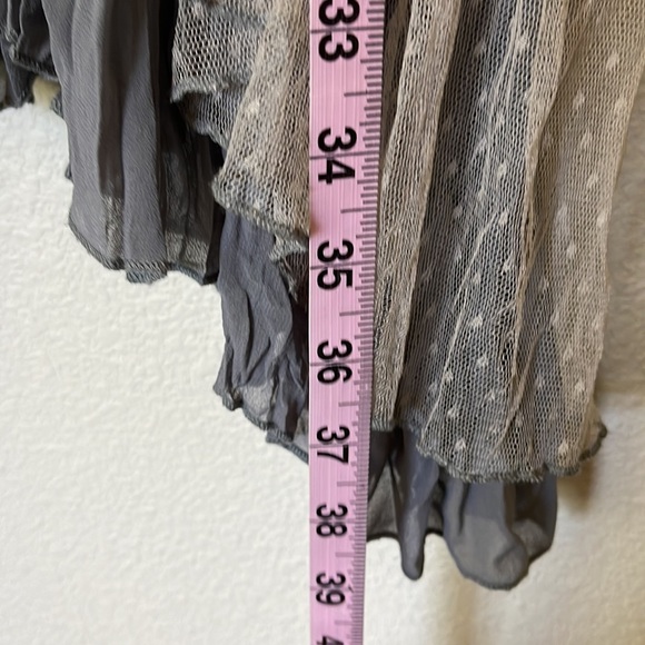 Boho Sheer Gray Tier Ruffle Oversized Tunic Size L - Picture 4 of 5